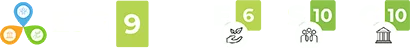 Zöld és fehér piktogramok ESG felirattal